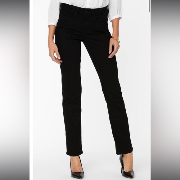 NWT NYDJ Marilyn Straight Leg Washed Black Jeans petite - Picture 4 of 12